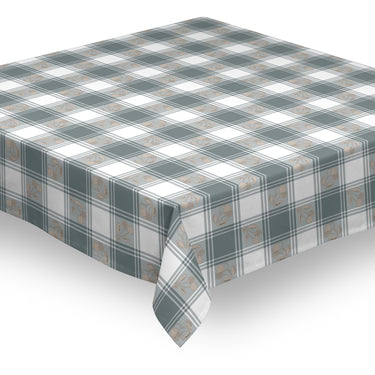 Mantel de hule texturizado escocés gris y blanco cerezas BORA 1041
