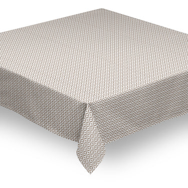Mantel de hule texturizado beige y blanco geométrico BORA 1045