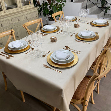 Mantel antimanchas tejido jacquard lino liso JL 2003