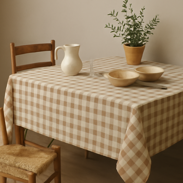 Mantel antimanchas vichy beige MAREA 1001