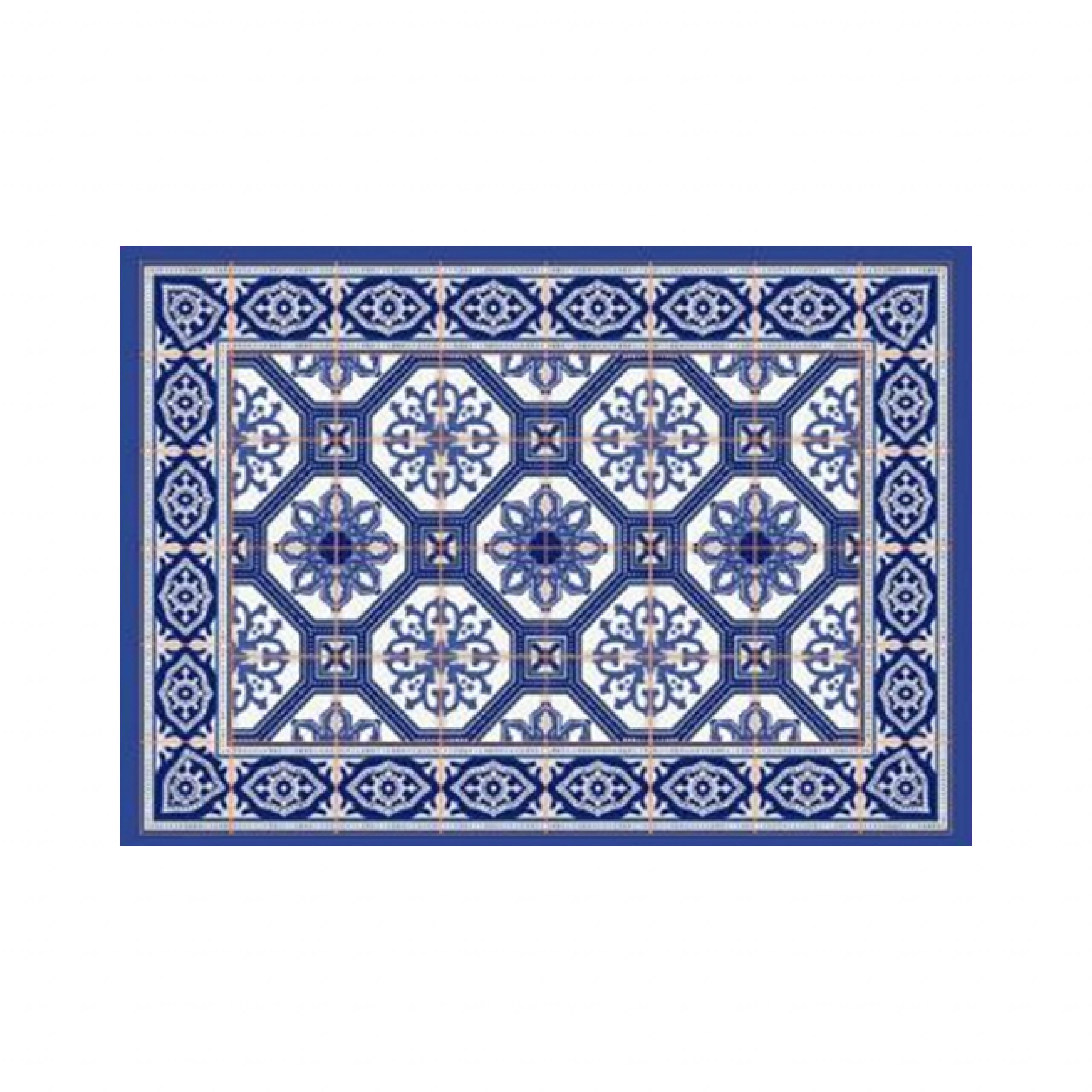 Panorama Alfombra Vinílica Azteca Color Azul 300 x 200 cm - Alfombra Cocina  Vinilo - Alfombra Salón Antide…